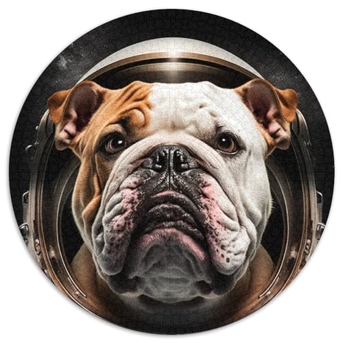 Astronaut Bulldog 1000-teiliges Puzzle, runde Puzzles mit 1000 Teilen für Erwachsene, anspruchsvolles Denkspiel – entspannendes Spielzeug für Teenager, 67,5 x 67,5 cm von RZFWJL