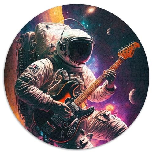 Astronaut spielt Gitarre, 1000-teiliges Puzzle, rund, 1000 Teile für Erwachsene, DIY-Kunstdekor, 67,5 x 67,5 cm von RZFWJL