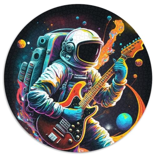 Astronaut spielt Gitarre, 1000-teiliges Puzzle, rund, 1000-teiliges Puzzle, Denksportaufgabe und Heimdekoration, 67,5 x 67,5 cm von RZFWJL