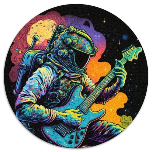 Astronaut spielt Gitarre, 1000-teiliges Puzzle, runde Puzzles mit 1000 Teilen für Erwachsene, anspruchsvolles Denkspiel – entspannendes Spielzeug für Teenager, 67,5 x 67,5 cm von RZFWJL