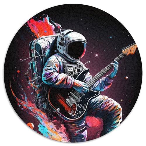 Astronaut spielt Gitarre, Puzzle 1000 Teile, rundes Puzzle mit 1000 Teilen, Spaß für zu Hause, Geburtstagsgeschenk, Reisegeschenk, 67,5 x 67,5 cm von RZFWJL