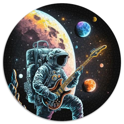 Astronaut spielt Gitarre, Puzzle für Erwachsene, 1000 Teile, runde Puzzles für 1000 Teile, Geburtstagsgeschenkidee, anspruchsvolles Denkspiel, 67,5 x 67,5 cm von RZFWJL