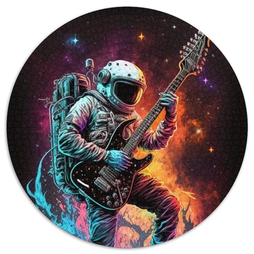 Astronauten-Gitarren-Puzzle, 1000 Teile, runde Puzzles für 1000 Teile, für Heimdekoration, Gehirntraining, 67,5 x 67,5 cm von RZFWJL