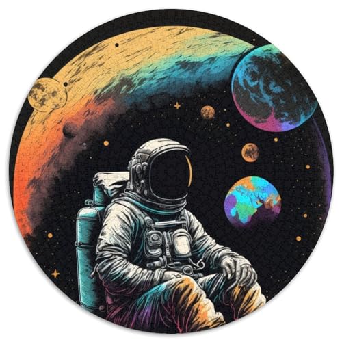 Astronauten-Puzzle, 1000 Teile, rund, 1000 Teile, Puzzle für Erwachsene, Lernspielzeug für Jugendliche, Heim- und Bürodekoration, 67,5 x 67,5 cm von RZFWJL