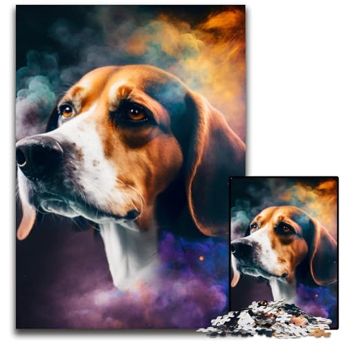 Beagle-Nebel-Puzzle für Erwachsene, 1000-teiliges Puzzle für Erwachsene, perfektes DIY-Kunstdekor oder Geburtstagsgeschenk, 26x38cm/10,23x14,96 Zoll von RZFWJL