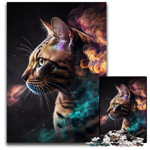 Bengalkatzen-Nebel-Puzzle 1000 Teile für Erwachsene, Holzpuzzle, Teenager, Paare und Freunde zum Geburtstag, Weihnachten, 50x75cm/19,68x29,52 Zoll Bengalkatzen-Nebel-Puzzle 1000 Teile für Erwachsene, Holzpuzzle, Teenager, Paare und Freunde zum Geburtstag, Weihnachten, 50x75cm/19,68x29,52 Zoll von RZFWJL