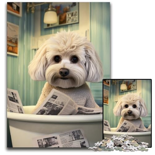 Bichon Frisé liest Zeitung,Puzzle für Erwachsene,1000-teiliges Puzzle für Erwachsene,anspruchsvolles Denkspiel für Teenager,unterhaltsames interaktives Spiel für die ganze Familie,26x38cm Bichon Frisé liest Zeitung,Puzzle für Erwachsene,1000-teiliges Puzzle für Erwachsene,anspruchsvolles Denkspiel für Teenager,unterhaltsames interaktives Spiel für die ganze Familie,26x38cm von RZFWJL