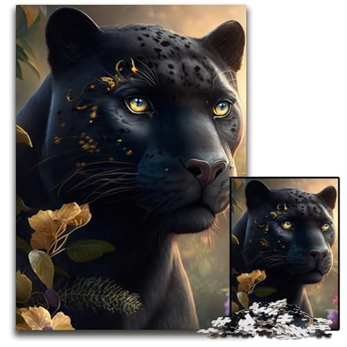 Black Leopard Puzzle für Erwachsene, 1000-teiliges Puzzle für Erwachsene, anspruchsvolles Denkspiel für Teenager, unterhaltsames interaktives Spiel für die ganze Familie, 50x75cm/19,68x29,52 Zoll Black Leopard Puzzle für Erwachsene, 1000-teiliges Puzzle für Erwachsene, anspruchsvolles Denkspiel für Teenager, unterhaltsames interaktives Spiel für die ganze Familie, 50x75cm/19,68x29,52 Zoll von RZFWJL