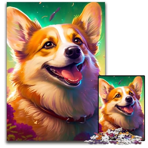 Blumen-Corgi-Puzzle für Erwachsene, 1000 Teile, Unmögliches Puzzle für Erwachsene, Denksportaufgabe, Spiel für Erwachsene, interaktive Familienaktivität, 50x75cm/19,68x29,52 Zoll Blumen-Corgi-Puzzle für Erwachsene, 1000 Teile, Unmögliches Puzzle für Erwachsene, Denksportaufgabe, Spiel für Erwachsene, interaktive Familienaktivität, 50x75cm/19,68x29,52 Zoll von RZFWJL