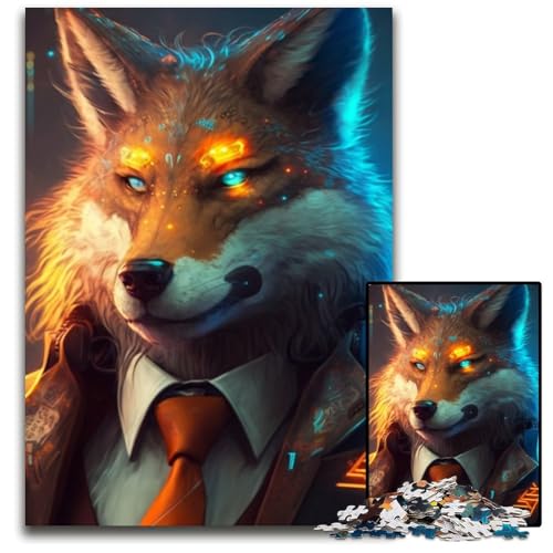 Boss Wolf Puzzle für Erwachsene, 1000 Teile, Papppuzzle, anspruchsvolles Denkspiel für Teenager, interaktives Familienspiel, 26x38cm/10,23x14,96 Zoll von RZFWJL