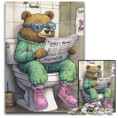 Brown Bear Go Toilet 1000-Teile-Puzzle für Erwachsene, Karton-Puzzle, interaktives Familienspiel, DIY-Heimdekoration, Gehirn-Herausforderung, Geschenk, 26x38cm/10,23x14,96 Zoll Brown Bear Go Toilet 1000-Teile-Puzzle für Erwachsene, Karton-Puzzle, interaktives Familienspiel, DIY-Heimdekoration, Gehirn-Herausforderung, Geschenk, 26x38cm/10,23x14,96 Zoll von RZFWJL