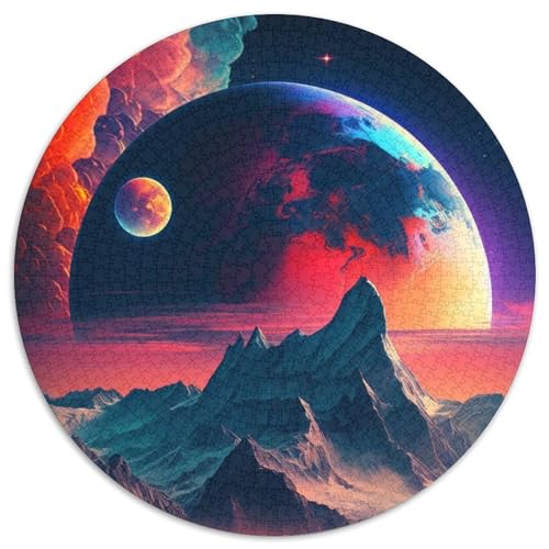 Bunte Planetenberge 1000-teiliges Puzzle, 1000-teiliges rundes Puzzle für Erwachsene, Lernspielzeug für Teenager, Heimbüro-Dekor, 67,5 x 67,5 cm von RZFWJL