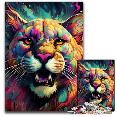 Bunte Puma-Puzzles für Erwachsene, 1000-teiliges schwieriges Puzzle für Erwachsene, Denkspiel für Teenager und Familieninteraktion, 26x38cm/10,23x14,96 Zoll Bunte Puma-Puzzles für Erwachsene, 1000-teiliges schwieriges Puzzle für Erwachsene, Denkspiel für Teenager und Familieninteraktion, 26x38cm/10,23x14,96 Zoll von RZFWJL