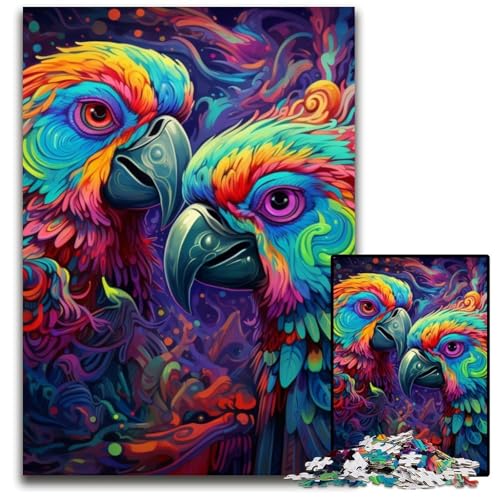 Bunter Papagei, 1000-teiliges Puzzle für Erwachsene, Unmögliches Puzzle für Erwachsene, Familienaktivität, Heimdekoration zum Selbermachen, 26x38cm/10,23x14,96 Zoll von RZFWJL