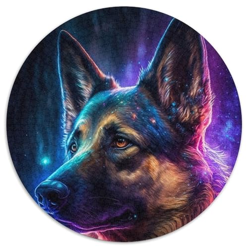 Bunter Schäferhund, 1000-teiliges Puzzle, rund, 1000 Teile, für den Familienspieleabend, Heimdekoration und Gehirntraining, Geschenk, 67,5 x 67,5 cm Bunter Schäferhund, 1000-teiliges Puzzle, rund, 1000 Teile, für den Familienspieleabend, Heimdekoration und Gehirntraining, Geschenk, 67,5 x 67,5 cm von RZFWJL