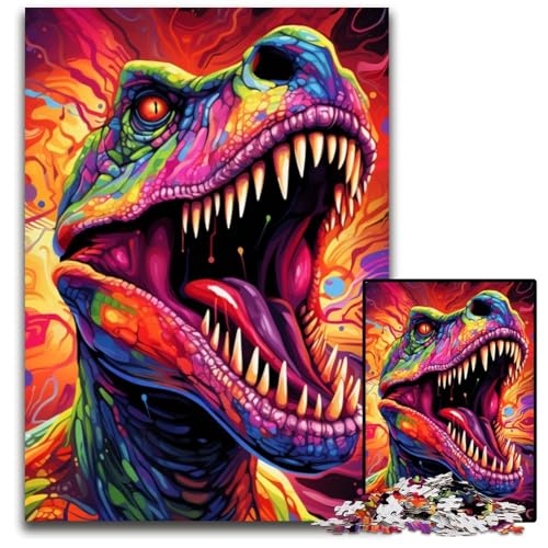 Buntes Dinosaurier-Puzzle, 1000 Teile, interaktives Familienspiel, Familienaktivitätsspiel, 26x38cm/10,23x14,96 Zoll von RZFWJL