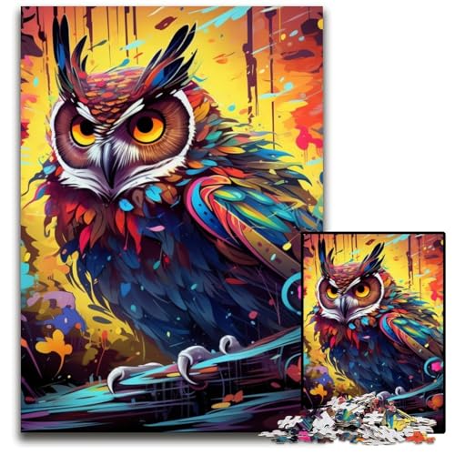 Buntes Eulen-Puzzle mit 1000 Teilen für Erwachsene, Puzzle für Erwachsene, Lernspielzeug für Jugendliche, Heimbüro-Dekor, 26x38cm/10,23x14,96 Zoll Buntes Eulen-Puzzle mit 1000 Teilen für Erwachsene, Puzzle für Erwachsene, Lernspielzeug für Jugendliche, Heimbüro-Dekor, 26x38cm/10,23x14,96 Zoll von RZFWJL