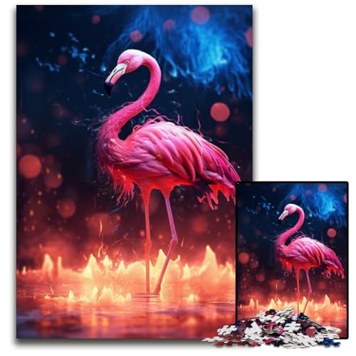 Buntes Flamingo-Puzzle mit 1000 Teilen für Erwachsene, Puzzle für Erwachsene, Lernspielzeug für Teenager, Heimbüro-Dekor, 26x38cm/10,23x14,96 Zoll von RZFWJL