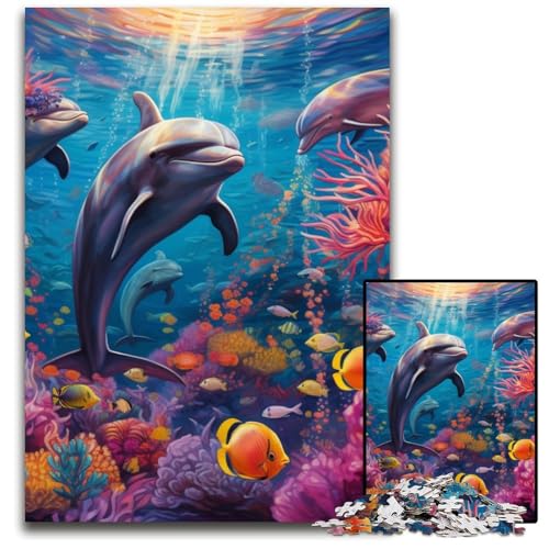Buntes Kunst-Delfin-Puzzle für Erwachsene, 1000-teiliges Papppuzzle, anspruchsvolles Denkspiel für Teenager, unterhaltsames interaktives Spiel für die ganze Familie, 26x38cm/10,23x14,96 Zoll Buntes Kunst-Delfin-Puzzle für Erwachsene, 1000-teiliges Papppuzzle, anspruchsvolles Denkspiel für Teenager, unterhaltsames interaktives Spiel für die ganze Familie, 26x38cm/10,23x14,96 Zoll von RZFWJL