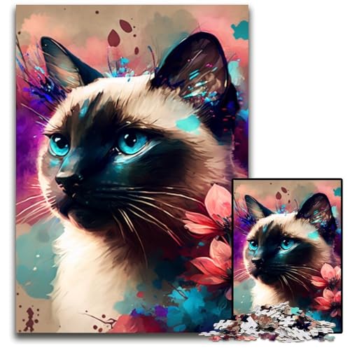 Buntes Kunst-Katzen-Puzzle, 1000 Teile, interaktives Familienspiel, Familienaktivitätsspiel, 26x38cm/10,23x14,96 Zoll Buntes Kunst-Katzen-Puzzle, 1000 Teile, interaktives Familienspiel, Familienaktivitätsspiel, 26x38cm/10,23x14,96 Zoll von RZFWJL