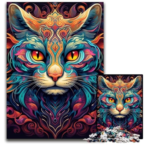 Buntes Kunst-Katzen-Puzzle für Erwachsene, 1000-teiliges Puzzle für Erwachsene, anspruchsvolles Denkspiel für Teenager, interaktives Familienspiel, 26x38cm/10,23x14,96 Zoll Buntes Kunst-Katzen-Puzzle für Erwachsene, 1000-teiliges Puzzle für Erwachsene, anspruchsvolles Denkspiel für Teenager, interaktives Familienspiel, 26x38cm/10,23x14,96 Zoll von RZFWJL