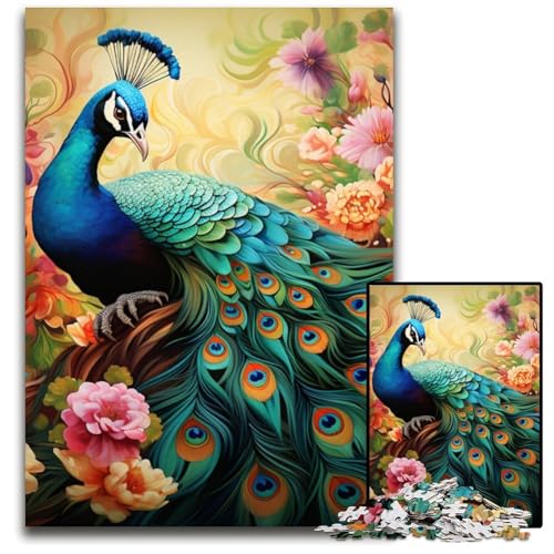 Buntes Kunst-Pfauen-Puzzle für Erwachsene, 1000-teiliges Holzpuzzle, anspruchsvolles Denkspiel für Teenager, interaktives Familienspiel, 50x75cm/19,68x29,52 Zoll Buntes Kunst-Pfauen-Puzzle für Erwachsene, 1000-teiliges Holzpuzzle, anspruchsvolles Denkspiel für Teenager, interaktives Familienspiel, 50x75cm/19,68x29,52 Zoll von RZFWJL