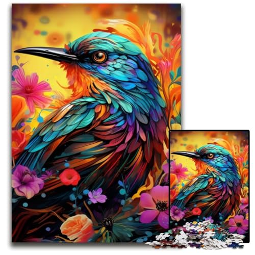 Buntes Kunstvogel-Puzzle für Erwachsene, 1000-teiliges Holzpuzzle, anspruchsvolles Denkspiel für Teenager, unterhaltsames interaktives Spiel für die ganze Familie, 50x75cm/19,68x29,52 Zoll von RZFWJL
