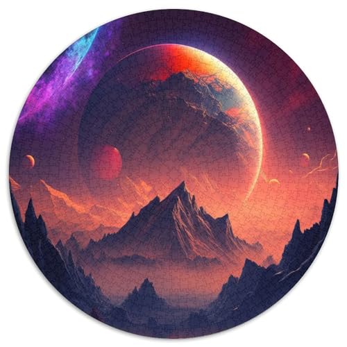 Buntes Planeten-Berge-Puzzle mit 1000 Teilen, runde Puzzles mit 1000 Teilen für Erwachsene, anspruchsvolles Denkspiel – entspannendes Spielzeug für Teenager, 67,5 x 67,5 cm von RZFWJL
