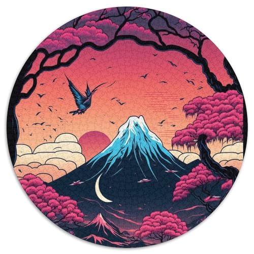 Buntes Puzzle mit 1000 Teilen zum Thema Fuji, runde Puzzles mit 1000 Teilen für Erwachsene, anspruchsvolles Denkspiel – entspannendes Spielzeug für Teenager, 67,5 x 67,5 cm von RZFWJL