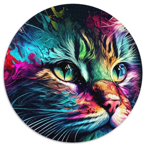 Buntes Puzzle mit Katzenmotiv, 1000 Teile, rundes Puzzle mit 1000 Teilen, Spaß für Zuhause, Geburtstagsgeschenk, Reisegeschenk, 67,5 x 67,5 cm Buntes Puzzle mit Katzenmotiv, 1000 Teile, rundes Puzzle mit 1000 Teilen, Spaß für Zuhause, Geburtstagsgeschenk, Reisegeschenk, 67,5 x 67,5 cm von RZFWJL