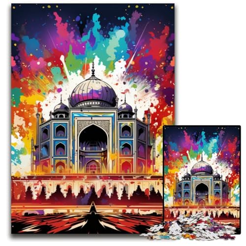 Buntes Taj Mahal-Puzzle 1000 Teile für Erwachsene. Puzzle für Erwachsene. Ideales DIY-Dekor und Denksport-Geschenk. 26x38cm/10,23x14,96 Zoll Buntes Taj Mahal-Puzzle 1000 Teile für Erwachsene. Puzzle für Erwachsene. Ideales DIY-Dekor und Denksport-Geschenk. 26x38cm/10,23x14,96 Zoll von RZFWJL
