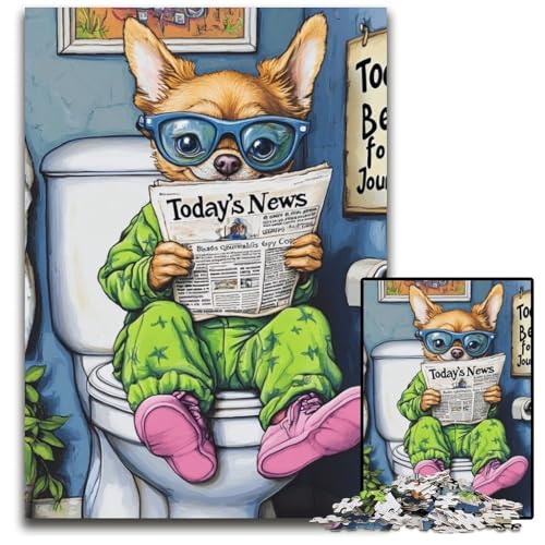 Chihuahua Go Toilet Puzzle 1000 Teile Unmögliches Puzzle für Erwachsene DIY Home Decor Geschenk, Denksportspiel 26x38cm/10,23x14,96 Zoll Chihuahua Go Toilet Puzzle 1000 Teile Unmögliches Puzzle für Erwachsene DIY Home Decor Geschenk, Denksportspiel 26x38cm/10,23x14,96 Zoll von RZFWJL
