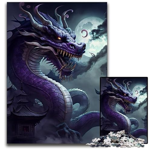 Chinesischer Drache, 1000 Teile Puzzle für Erwachsene, Kartonpuzzle, interaktives Familienspiel, DIY-Heimdekoration, Gehirn-Herausforderung, Geschenk, 26x38cm/10,23x14,96 Zoll von RZFWJL