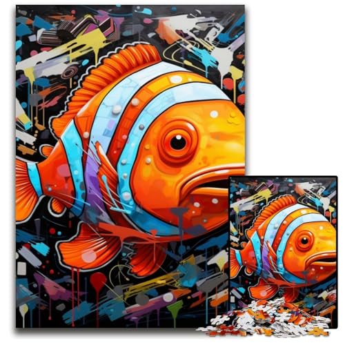 Clownfisch-Graffiti, 1000-teiliges Puzzle für Erwachsene, Holzpuzzle, interaktives Familienspiel, DIY-Heimdekoration, Gehirn-Herausforderung, Geschenk, 50x75cm/19,68x29,52 Zoll Clownfisch-Graffiti, 1000-teiliges Puzzle für Erwachsene, Holzpuzzle, interaktives Familienspiel, DIY-Heimdekoration, Gehirn-Herausforderung, Geschenk, 50x75cm/19,68x29,52 Zoll von RZFWJL