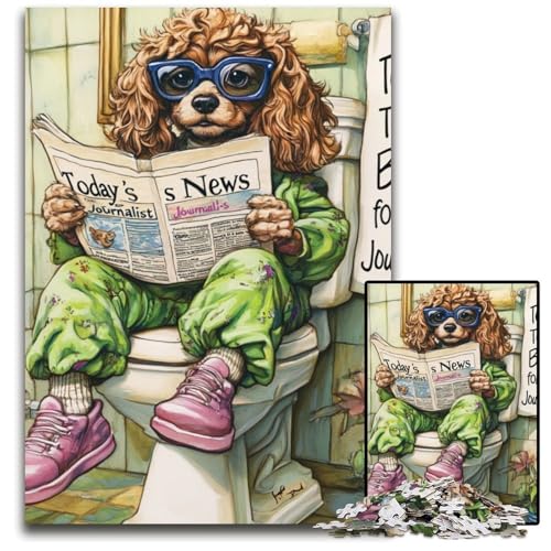 Cocker Spaniel Go Toilet Puzzle für Erwachsene,1000-teiliges Puzzle für Erwachsene,anspruchsvolles Denkspiel für Teenager,unterhaltsames interaktives Spiel für die ganze Familie,50x75cm Cocker Spaniel Go Toilet Puzzle für Erwachsene,1000-teiliges Puzzle für Erwachsene,anspruchsvolles Denkspiel für Teenager,unterhaltsames interaktives Spiel für die ganze Familie,50x75cm von RZFWJL
