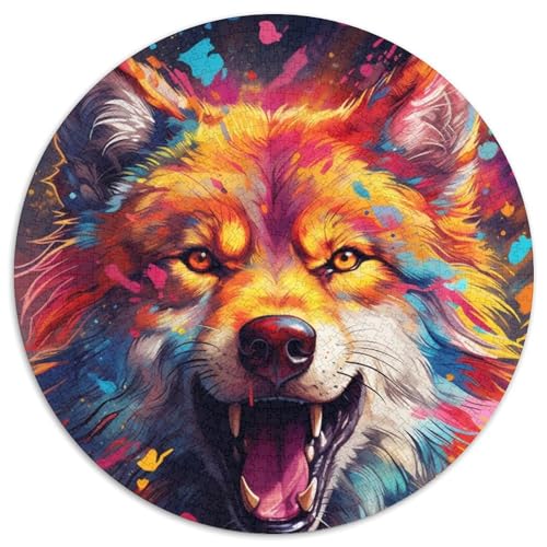 Color Painting Wolf 1000-teiliges Puzzle, rundes Puzzle, 1000 Teile, Lernspielzeug für Teenager, Heim- und Bürodekoration, 67,5 x 67,5 cm Color Painting Wolf 1000-teiliges Puzzle, rundes Puzzle, 1000 Teile, Lernspielzeug für Teenager, Heim- und Bürodekoration, 67,5 x 67,5 cm von RZFWJL