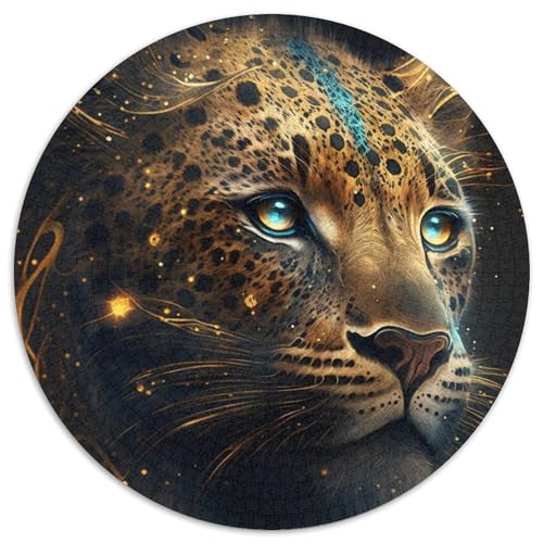 Cosmic Golden Leopard 1000-teiliges Puzzle, 1000-teiliges rundes Puzzle für Erwachsene, Lernspielzeug für Teenager, Heimbüro-Dekor, 67,5 x 67,5 cm von RZFWJL