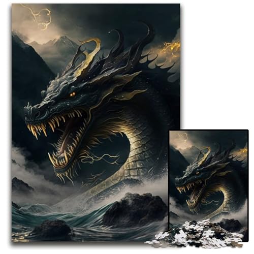 Drachen-Puzzle im japanischen Stil, 1000 Teile, für Erwachsene, Karton-Puzzle, interaktives Familienspiel, DIY-Heimdeko, Gehirn-Herausforderung, Geschenk, 26x38cm/10,23x14,96 Zoll Drachen-Puzzle im japanischen Stil, 1000 Teile, für Erwachsene, Karton-Puzzle, interaktives Familienspiel, DIY-Heimdeko, Gehirn-Herausforderung, Geschenk, 26x38cm/10,23x14,96 Zoll von RZFWJL