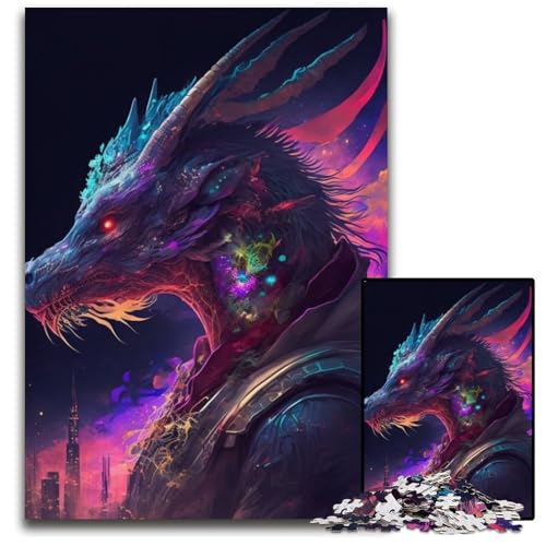 Drachenpuzzle 1000 Teile für Erwachsene, Puzzle für Erwachsene, Lernspielzeug für Jugendliche, Heimbüro-Dekor, 26x38cm/10,23x14,96 Zoll von RZFWJL