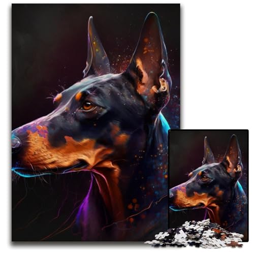 Fantasy Dobermann-Pinscher 1000-teiliges Puzzle. Entspannende Unterhaltung, Heimdekoration, 50x75cm/19,68x29,52 Zoll von RZFWJL