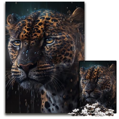 Fantasy Leopard 1000-Teile-Puzzle für Erwachsene, Holzpuzzle, interaktives Familienspiel, DIY-Heimdekoration, Gehirn-Herausforderung, Geschenk, 50x75cm/19,68x29,52 Zoll von RZFWJL