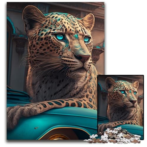 Fantasy Leopard Puzzle 1000 Teile Unmögliches Puzzle für Erwachsene DIY Wohnkultur Geschenk, Denkspiel 26x38cm/10,23x14,96 Zoll von RZFWJL