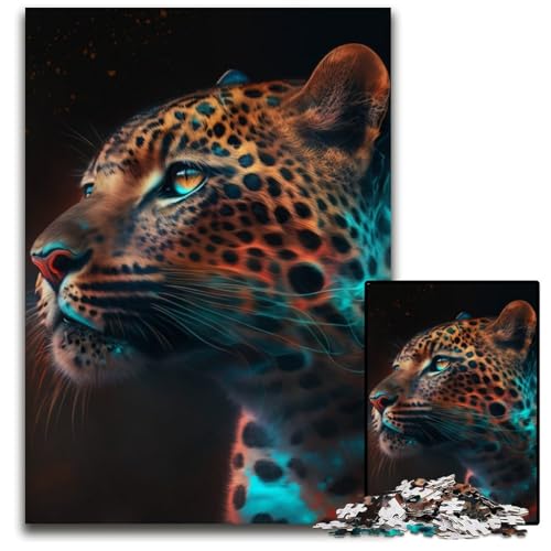 Fantasy Leopard Puzzle für Erwachsene, 1000 Teile, Unmögliches Puzzle für Erwachsene, Denksportaufgabe, Spiel für Erwachsene, interaktive Familienaktivität, 26x38cm/10,23x14,96 Zoll von RZFWJL