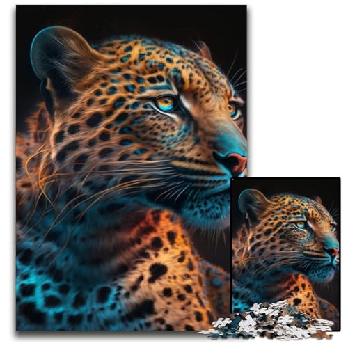Fantasy-Leoparden-Puzzle, 1000 Teile, für Erwachsene, Holzpuzzle, Teenager, Paare und Freunde zum Geburtstag, Weihnachten, 50x75cm/19,68x29,52 Zoll von RZFWJL