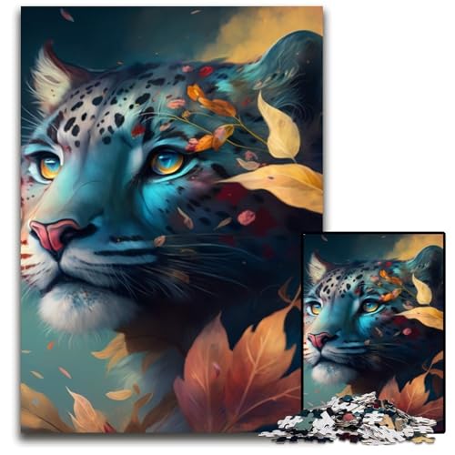 Fantasy-Leoparden-Puzzle, 1000 Teile, für Erwachsene, Holzpuzzle, Teenager, Paare und Freunde zum Geburtstag, Weihnachten, 50x75cm/19,68x29,52 Zoll von RZFWJL