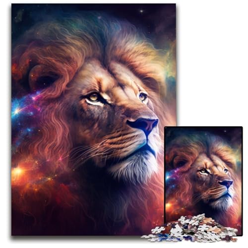 Fantasy Lion 1000-Teile-Puzzle für Erwachsene, Holzpuzzle, interaktives Familienspiel, DIY-Heimdekoration, Gehirn-Herausforderung, Geschenk, 50x75cm/19,68x29,52 Zoll von RZFWJL