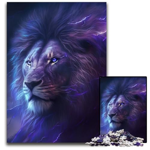 Fantasy-Löwe, 1000-teiliges Puzzle für Erwachsene, unmögliches Puzzle für Erwachsene, Familienaktivität, Heimdekoration zum Selbermachen, 26x38cm/10,23x14,96 Zoll von RZFWJL