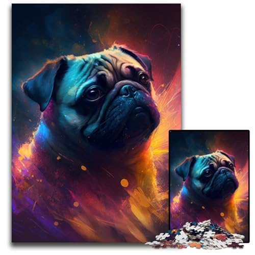 Fantasy-Mops-Puzzle für Erwachsene, 1000-teiliges, schwieriges Puzzle für Erwachsene, Denkspiel für Teenager und Familieninteraktion, 26x38cm/10,23x14,96 Zoll Fantasy-Mops-Puzzle für Erwachsene, 1000-teiliges, schwieriges Puzzle für Erwachsene, Denkspiel für Teenager und Familieninteraktion, 26x38cm/10,23x14,96 Zoll von RZFWJL