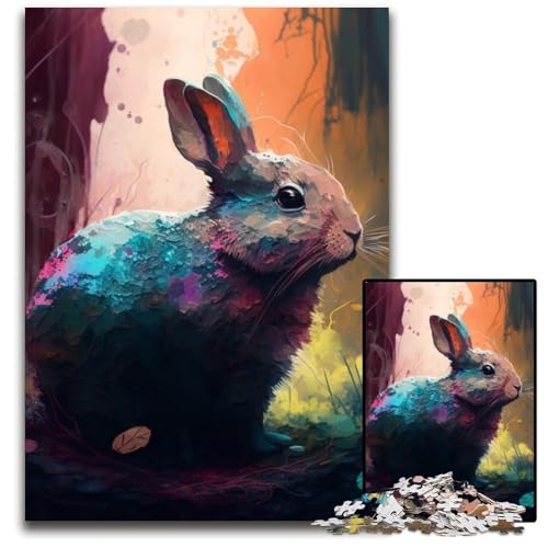 Fantasy Rabbit Puzzle für Erwachsene, 1000 Teile, Unmögliches Puzzle für Erwachsene, Denksportaufgabe, Spiel für Erwachsene, interaktive Familienaktivität, 26x38cm/10,23x14,96 Zoll von RZFWJL