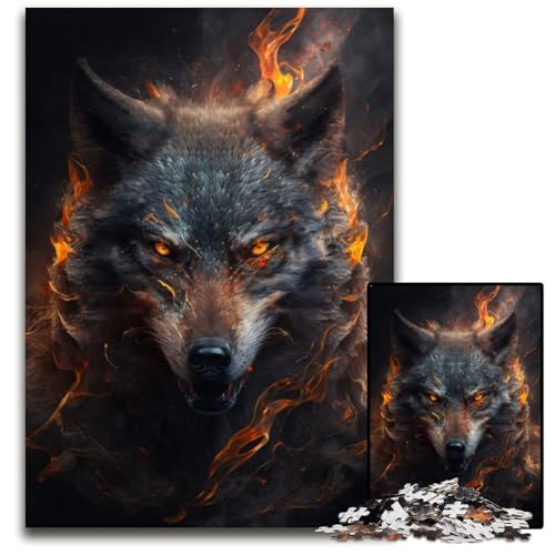 Fantasy Wolf 1000-teiliges Puzzle für Erwachsene, Puzzles, kreatives Familienspiel und Heimdekoration, Teenager, 26x38cm/10,23x14,96 Zoll von RZFWJL